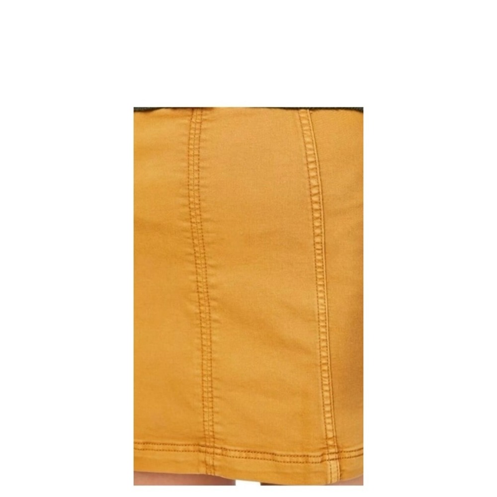 Free People Modern Femme Mini Skirt Size 2 Mustard Gold Stretch Zip - Picture 2 of 8
